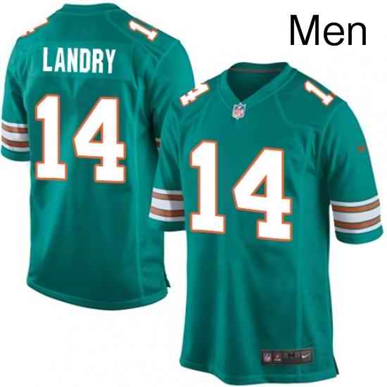 Mens Nike Miami Dolphins 14 Jarvis Landry Game Aqua Green Alternate NFL Jersey